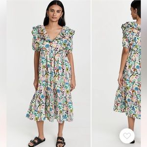 Ro’s Garden Visha Floral Ruffle Midi Dress Size XL